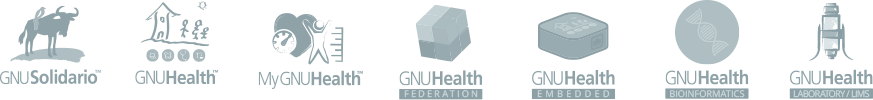 GNU Solidario - GNU Health - MyGNUHealth - GNU Health Federation - GNU Health Embedded - GNU Health Bioinformatics - GNU Health Lims